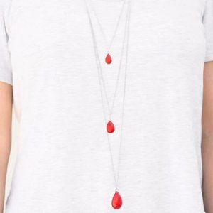 PAPARAZZI VINTAGE VAULT "MOUNTAIN TEARS" RED NECKLACE